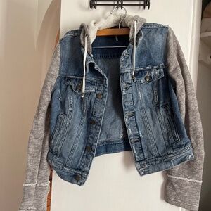Free People denim/ sweatshirt combo jacket